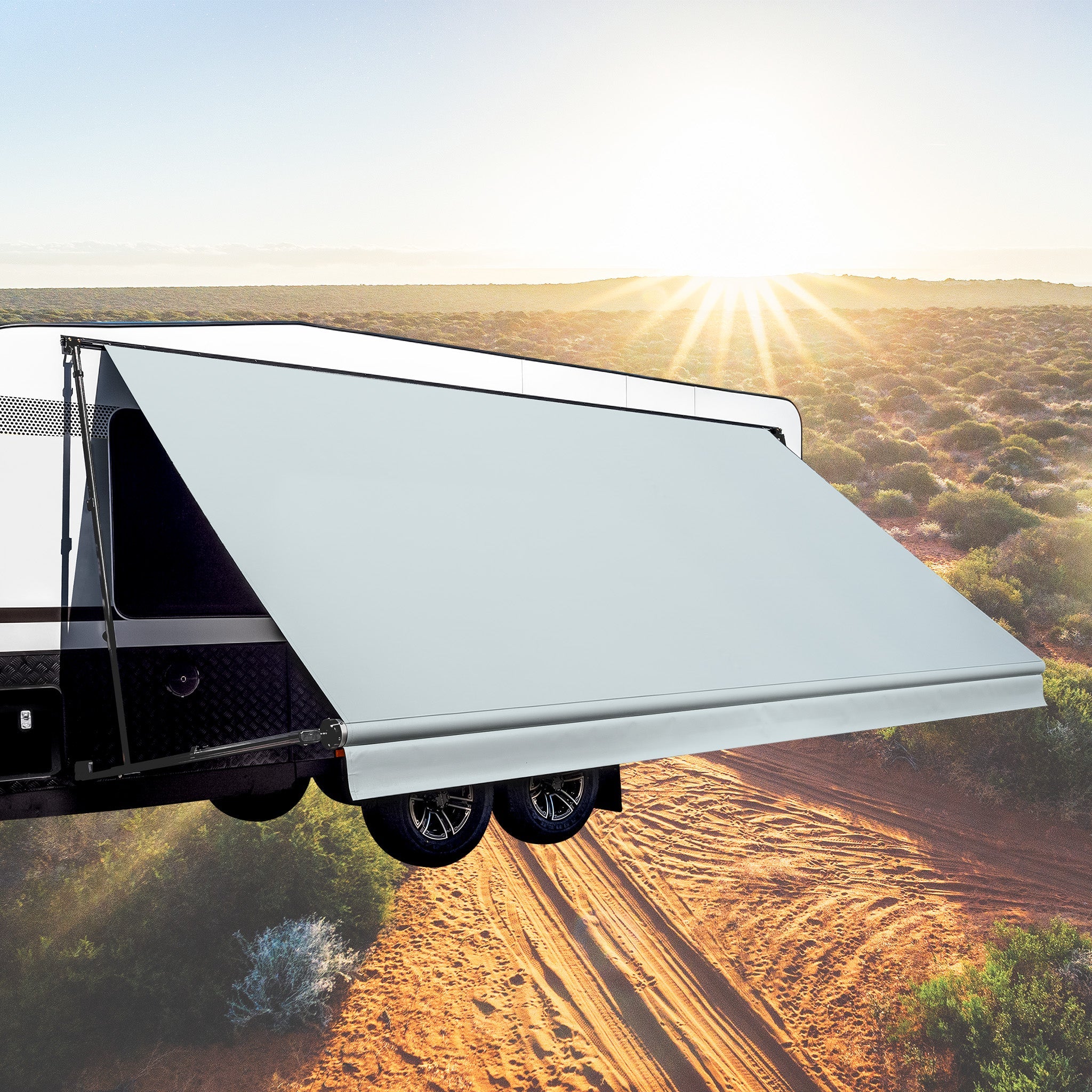 Sunburst Eclipse Awning - Light Grey - Aussie Traveller